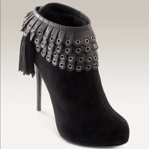 3.1 Phillip Lim Black Suede Booties with Grommets and Tassels. Size 36-unworn